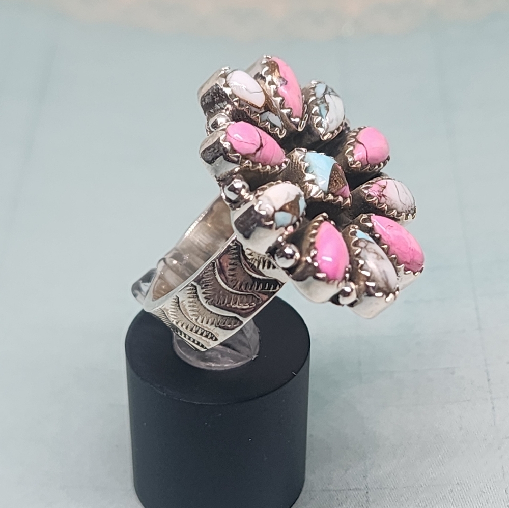 Cotton Candy Turqoise Sterling Ring - Picture 7 of 8